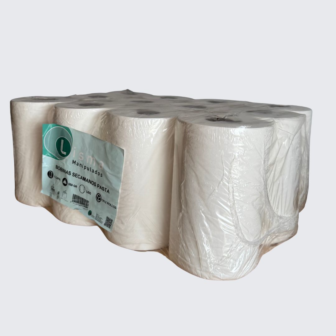 Bobinas Secamanos Pasta 1 capa Lisa 550 g. - 12 rollos - Imagen 2